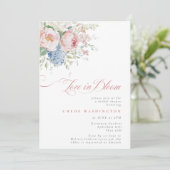 Love in Bloom Pastel Pink & Blue Bridal Shower Kaart (Staand voorkant)