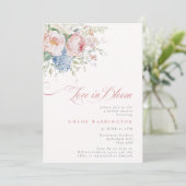 Love in Bloom Pastel Pink & Blue Bridal Shower Kaart (Staand voorkant)
