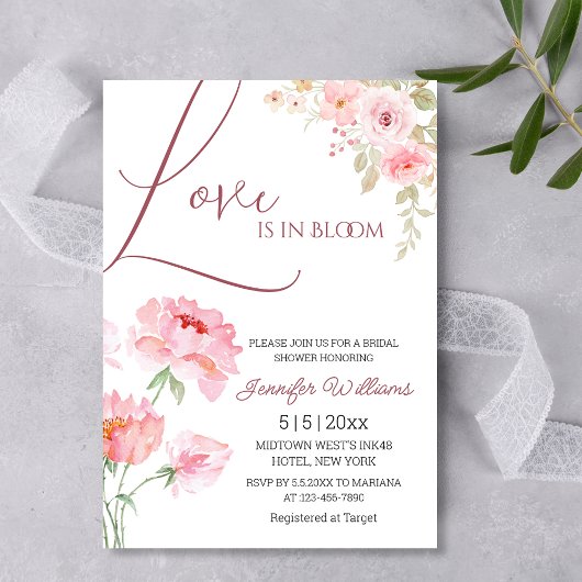 Love In Bloom Pink Blush Flowers vrijgezellenfeest Kaart