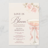 Love in Bloom Pink Champagne Bow Bridal Shower Kaart (Voorkant)