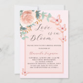 Love in Bloom roze vlinderboog Bruidsdouche Kaart (Voorkant)