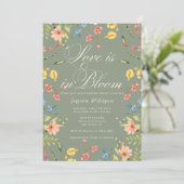 Love In Bloom Sage Green Vrijgezellenfeest Kaart (Staand voorkant)