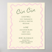 Love in Bloom Sage Pink Cin Cin Bar Menu Poster (Voorkant)
