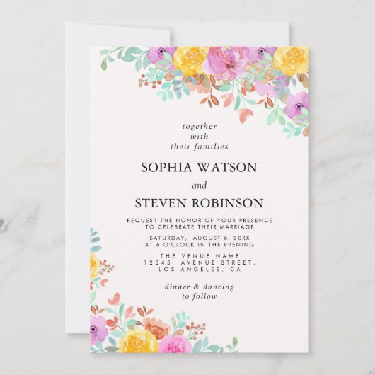 Love in Bloom spring flowers wedding Kaart (Voorkant)