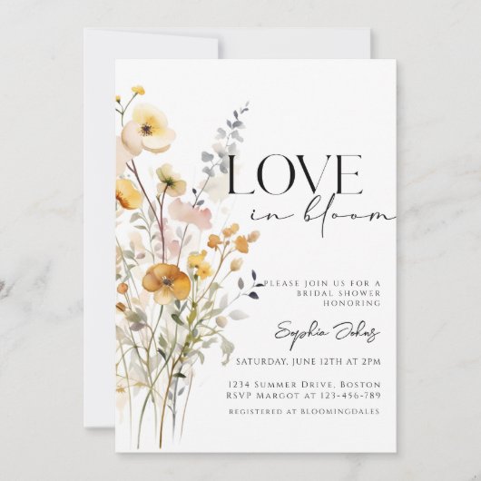 Love In Bloom Spring Wildflower Vrijgezellenfeest Kaart (Voorkant)