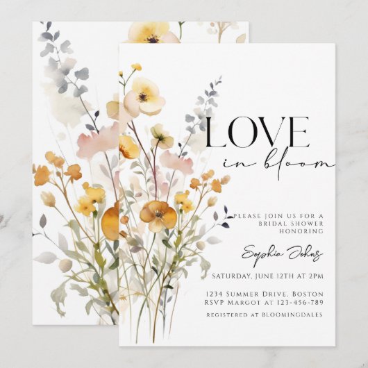 Love In Bloom Spring Wildflower Vrijgezellenfeest Kaart (Voorkant / Achterkant)