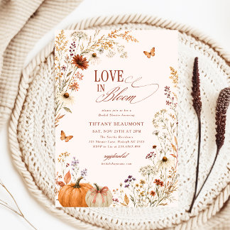 Love In Bloom Striklint Band Pompoen Bloem Bruidsd Kaart