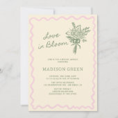 Love in Bloom Whimsical Handwritten Bridal Shower Kaart (Voorkant)