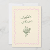 Love in Bloom Whimsical Handwritten Table 3 Card Kaart (Voorkant)