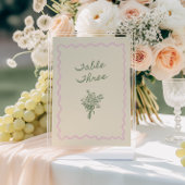 Love in Bloom Whimsical Handwritten Table 3 Card Kaart