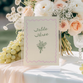 Love in Bloom Whimsical Handwritten Table 3 Card Kaart