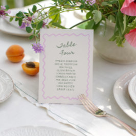 Love in Bloom Whimsical Handwritten Table 4 Card Kaart