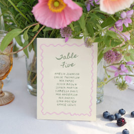 Love in Bloom Whimsical Handwritten Table 5 Card Kaart