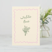 Love in Bloom Whimsical Handwritten Table One Card Kaart (Staand voorkant)