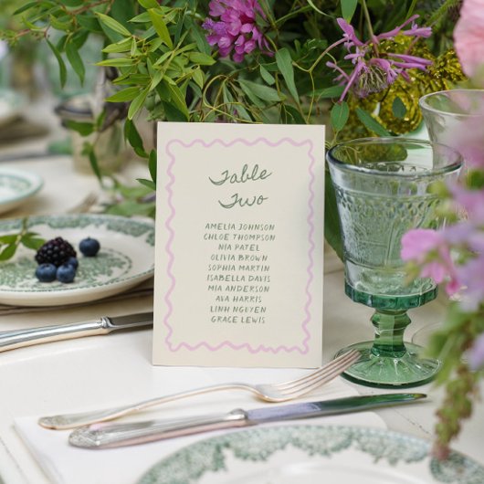 Love in Bloom Whimsical Handwritten Table Two Card Kaart