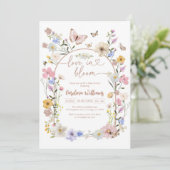 Love In Bloom Wildflower Butterfly Baby Shower Kaart (Staand voorkant)