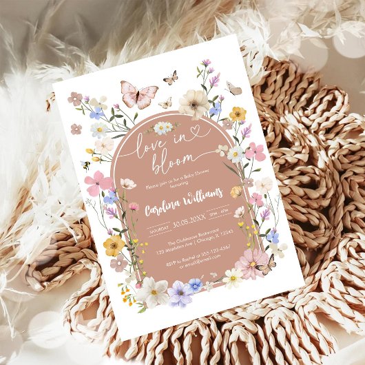 Love In Bloom Wildflower Butterfly Baby Shower Kaart