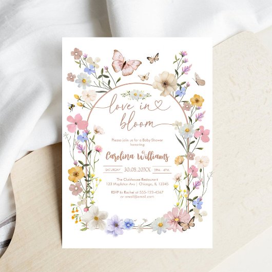 Love In Bloom Wildflower Butterfly Baby Shower Kaart