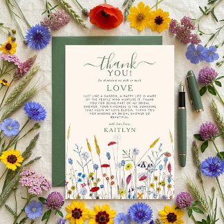 Love in Bloom Wildflower Meadow Bridal Shower Bedankkaart