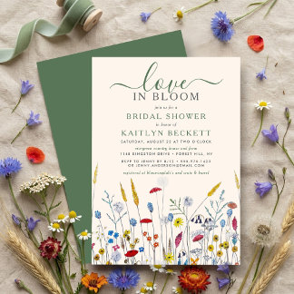 Love in Bloom Wildflower Meadow Bridal Shower Kaart