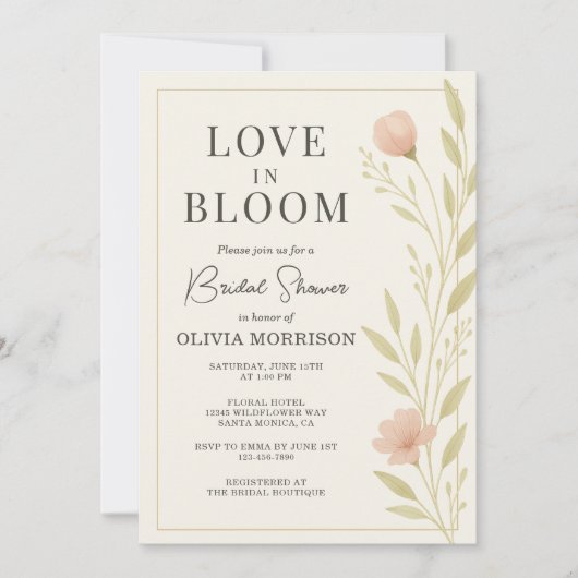 Love in Bloom Wildflower QR Code Bridal Shower Kaart (Voorkant)