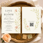 Love in Bloom Wildflower QR Code Bridal Shower Kaart