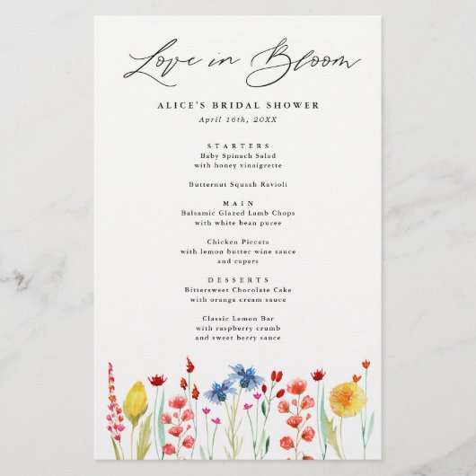 Love in Bloom Wildflower Vrijgezellenfeest Dinner  Flyer (Voorkant)