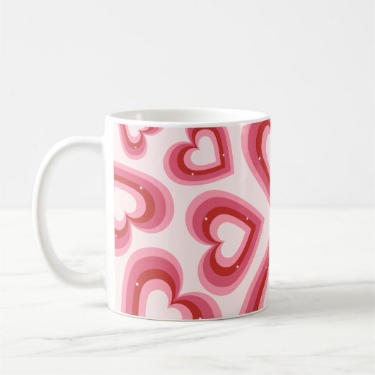 Love in Every Sip – Pink Heart Pattern Classic Mug Koffiemok (Links)