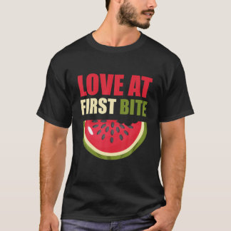 Love in First Bite Funny Kawaii Cute Fruit Waterme T-shirt
