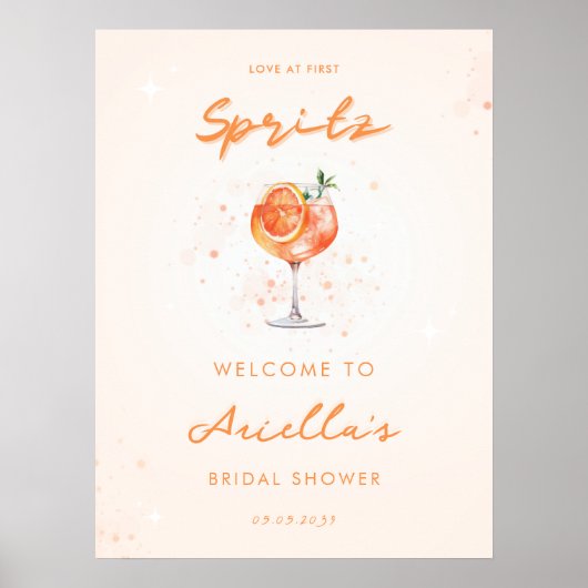 Love in First Spritz Vrijgezellenfeest Welcome Sig Poster (Voorkant)