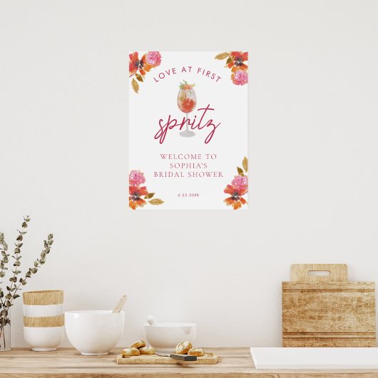 Love in First Spritz Vrijgezellenfeest Welcome Sig Poster (Keuken)