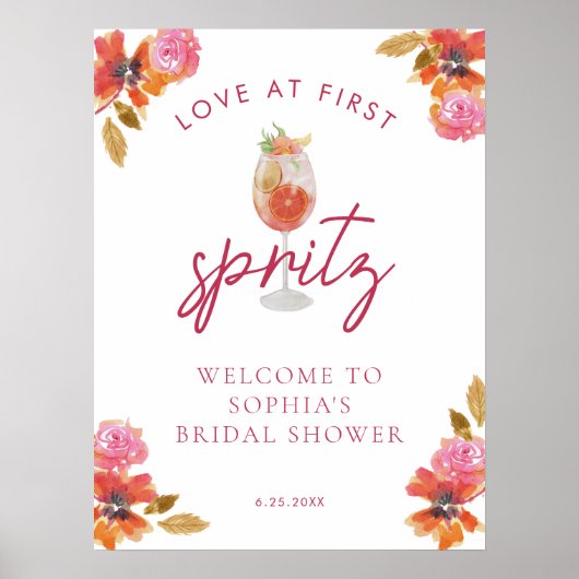 Love in First Spritz Vrijgezellenfeest Welcome Sig Poster (Voorkant)