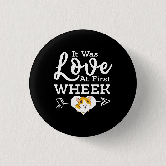 Love in First Wheak Guinee Pig Cavy Roddent Ronde Button 3,2 Cm (Voorkant)