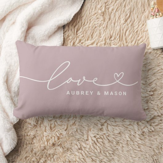 Love in Heart Script Lila Custom Monogram Kussen (Deken)