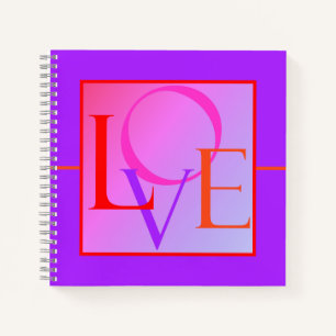 "LOVE" in Hot Pink, Red, Paarse en Oranje Journal Notitieboek