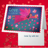 Love in in the Air Personalized Angel Hearts Kaart
