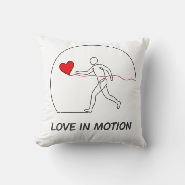 Love In Motion Minimalist Line Art Slogan Tee Kussen (Voorkant)