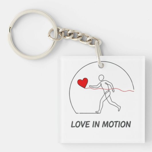 Love In Motion Minimalist Line Art Slogan Tee Sleutelhanger (voorkant)