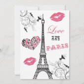Love in Paris Eiffel Tower Party Invitation Kaart (Achterkant)