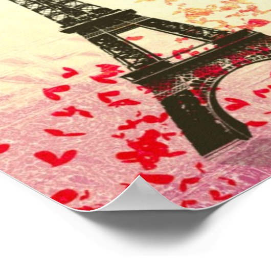 Love in Paris Eiffel Tower Poster (Hoek)