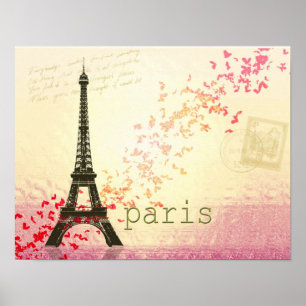 Love in Paris Eiffel Tower Poster