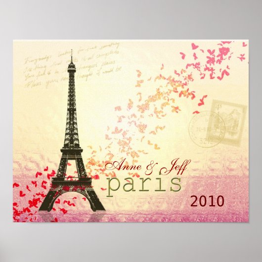 Love in Paris Eiffel Tower Poster (Voorkant)