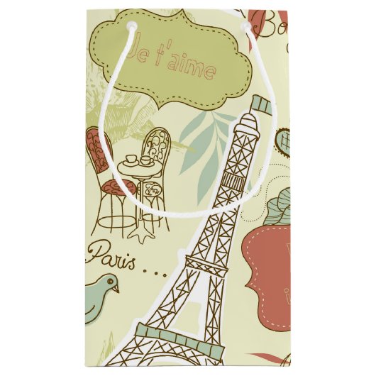 Love in Paris Pattern Klein Cadeauzakje (Achterkant)