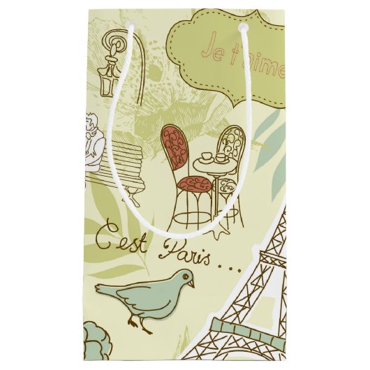 Love in Paris Pattern Klein Cadeauzakje (Voorkant)