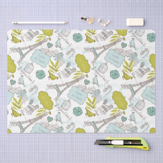 Love in Paris Pattern Tissuepapier (Craft)