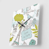 Love in Paris Pattern Vierkante Klok (Hoek)