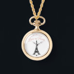 Love in Paris Pocket Watch Necklace Horloge<br><div class="desc">Capture the romance of Paris with this elegant “Love in Paris” pocket watch necklace. Featuring a charming Eiffel Tower illustration and delicate heart accents, this design blends vintage style with modern romance. Perfect for everyday wear or as a meaningful gift for someone special who loves Paris, travel, and timeless beauty....</div>