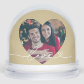 Love in Script Gold Heart Photo Sneeuwbol (Voorkant)