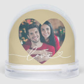 Love in Script Gold Heart Photo Sneeuwbol (Achterkant)