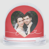 Love in Script Red Heart Photo Keepsake Sneeuwbol (Achterkant)